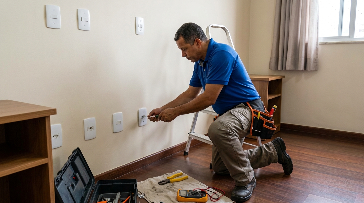 Instalacao de tomada e interruptor residencial em Brasília‑DF